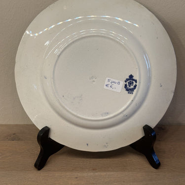 Dinner plate / Eating plate - Stoke on Trent, England - decor in blue with a windmill