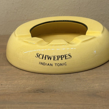 Aschenbecher mit Werbeaufdruck für SCHWEPPES INDIAN TONIC - Carltonware - in gelb