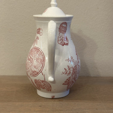 Kaffeekanne - aus Kindergeschirr - Mouzin LeCat - Nimy - Dekor in rot