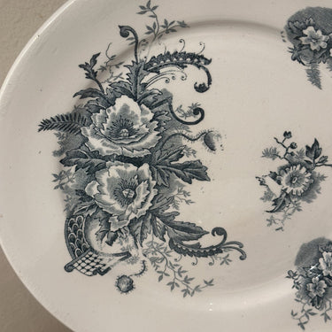 Speiseteller / Essteller - Nimy - PAVOTS Dekor mit Blumen in Petrol