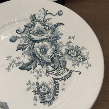 Speiseteller / Essteller - Nimy - PAVOTS Dekor mit Blumen in Petrol