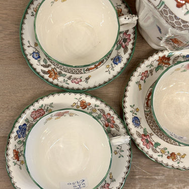 Cup and saucer - small, mocha, model - Copeland Spode RdNo 629599 - 1920s - decor CHINESE ROSE in brown with flower decor