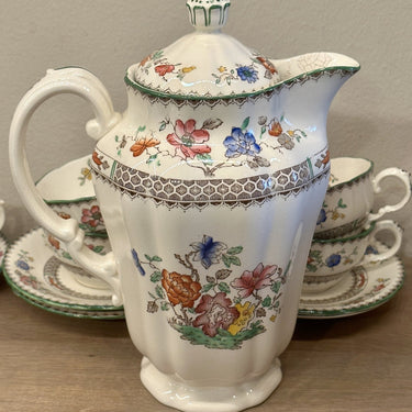 Teapot - small model - Copeland Spode RdNo 629599 - 1920s - decor CHINESE ROSE in brown with flower decor