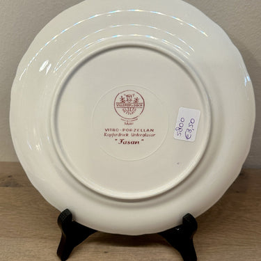 Breakfast plate / Dessert plate - Villeroy &amp; Boch - FASAN decor in red with scalloped edge