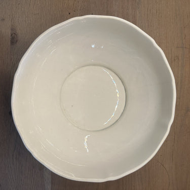 Bowl / Dish - higher model - Ceranord France - semi porcelain - decor in cream with gold-coloured stripes