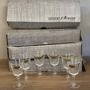 Glasses on foot - lead crystal, set of 6, small model - Cristal d'Arques (France) - model VERSAILLES 7