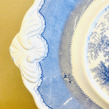 Underplate for an oval terrine - Davenport - dated ca. 1870 - decor of landscape and mountains/castles