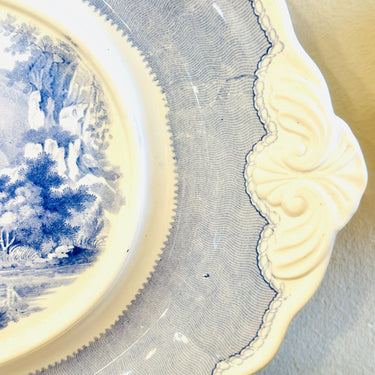 Underplate for an oval terrine - Davenport - dated ca. 1870 - decor of landscape and mountains/castles