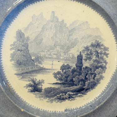 Plate - Davenport - dated ca. 1870 - scenery of landscape and mountains/castles