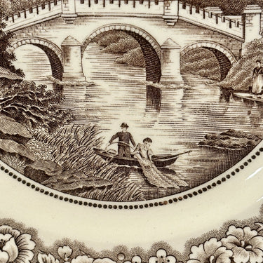 Dinerbord / Eetbord - Societe Ceramique Maestricht - décor OLD BRIDGE in bruin