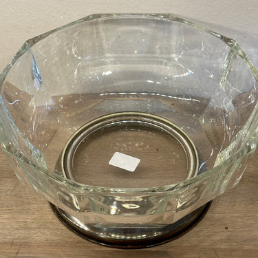 Slaschaal / Slakom - dik glas met verzilverde standring - Italy