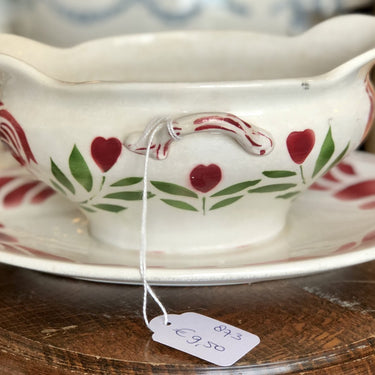 Sauciere auf Untertasse - Boch - Spritzdekor Hahn