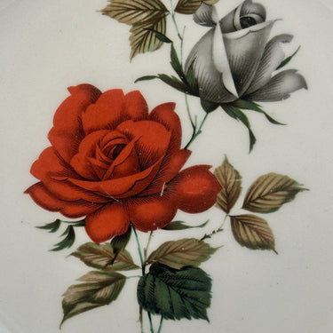 Tiefer Teller / Suppenteller / Pastateller - Boch - Dekor mit Abbildung einer roten und grau/weißen Rose