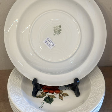 Tiefer Teller / Suppenteller / Pastateller - Boch - Dekor mit Abbildung einer roten und grau/weißen Rose