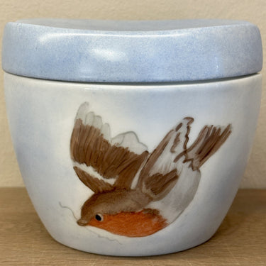 Lidded jar - Furstenberg - made of porcelain - Louise 2002 with a robin