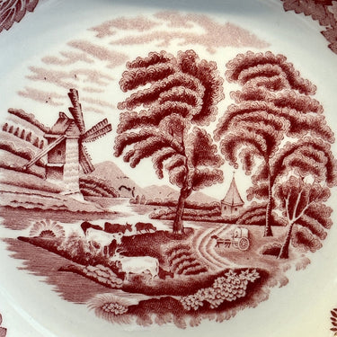 Deep plate / Soup plate / Pasta plate - Woods Ware - ENGLISH SCENERY decor in red