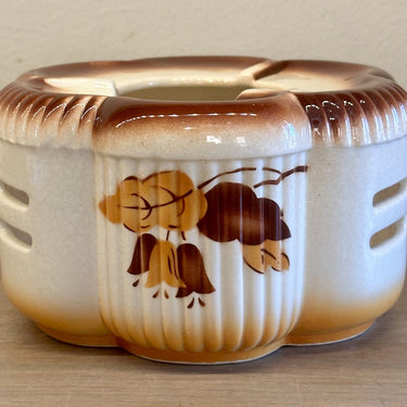 Theelicht - ongemerkt (Duitsland?) - uitgevoerd in spritzdecor met bruintinten - Art Deco