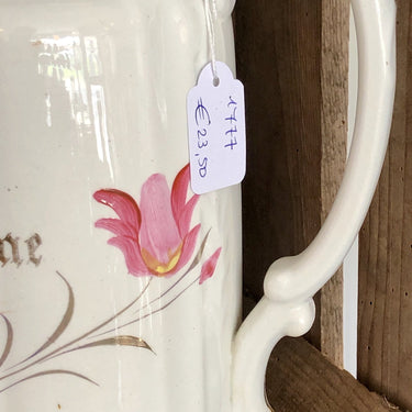 Coffee pot from bridal tableware - Petrus Regout - with gold-colored text ESTIME