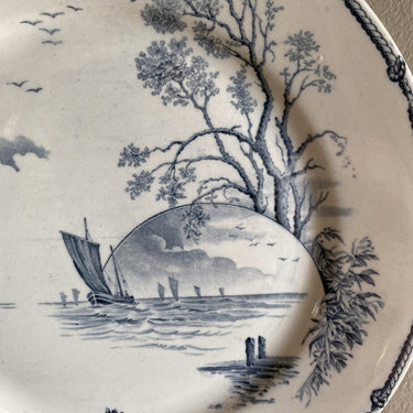 Dinner plate / assiette plate / dinner plate – Petrus Regout – decor MARINES grey-blue