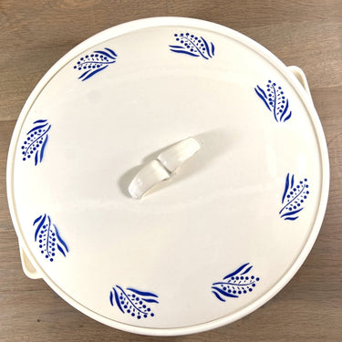 Terrine / Dekschaal - ongemerkt maar Boch - décor TIGE DE BLÉ met blauwe korenaren