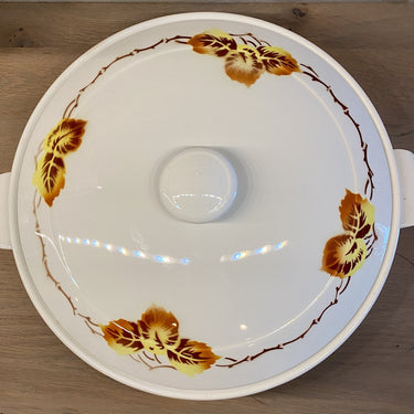 Terrine - large model - Moulin des Loups Orchies - brown spray decoration in autumn colours brown and yellow