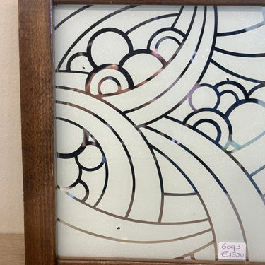 Tablett - Holz mit Spiegelglas und Art Deco Dekor dahinter