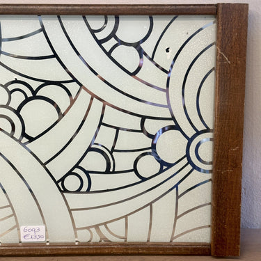 Tablett - Holz mit Spiegelglas und Art Deco Dekor dahinter