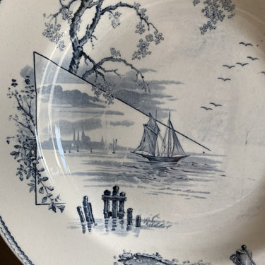 Deep plate – Petrus Regout – decor MARINES grey-blue