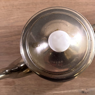 Kaffeekanne / Teekanne - Metall/Chrom-Modell mit Porzellangriff und Deckelknauf