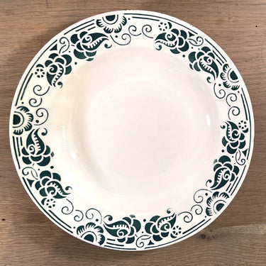 Tiefer Teller / Suppenteller / Pastateller - Boch - Art Deco - grünes stilisiertes Dekor