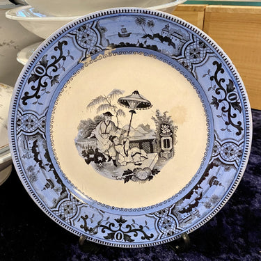 Breakfast plate - Petrus Regout - PAJONG decor with blue edge