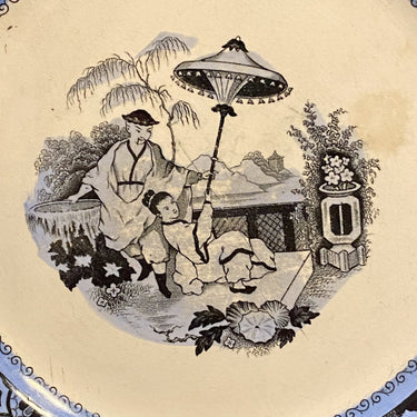Breakfast plate - Petrus Regout - PAJONG decor with blue edge