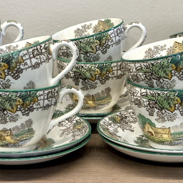 Kop en schotel - Copeland Spode England - décor SPODE'S BYRON in meerkleurige uitvoering