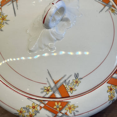 Covered dish / Terrine - Art Deco - Empire England - decor in orange/yellow/black