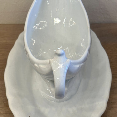 Gravy boat / saucer - Petrus Regout - WELLINGTON decor elegant model in white