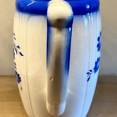 Water jug ​​/ water jug ​​- Steingutfabrik Colditz - spray decoration of bright blue flowers