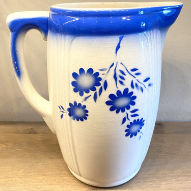 Water jug ​​/ water jug ​​- Steingutfabrik Colditz - spray decoration of bright blue flowers
