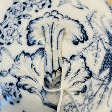 Small terrine / sauce tureen / sauce tureen - on foot - Minton &amp; Co - MONA blue decor