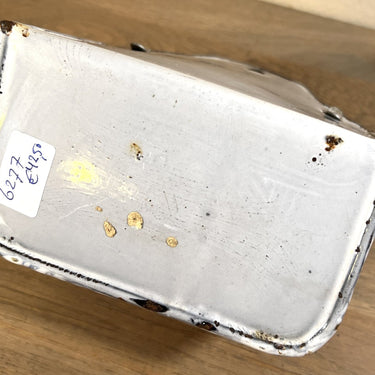 Matchbox holder - white with blue cloudy enamel and the inscription ALLUMETTES in blue letters