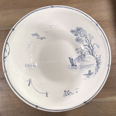 Kartoffelschüssel / Salatschüssel - tiefes Modell auf Fuß - Petrus Regout - MARINES Dekor in blau