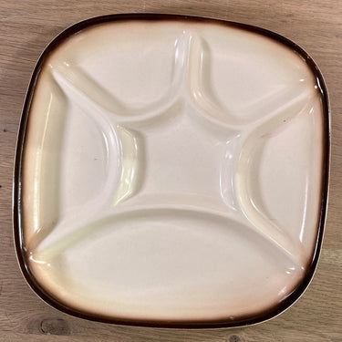 Fondueteller / Gourmetteller - quadratisches Modell - Boch - Form MENUET? - Dekor SIERRA in Ausführung braun/creme