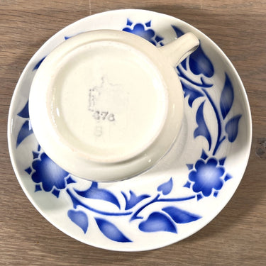 Kop en schotel - Petrus Regout - décor 427 uitgevoerd in blauw - model GOUDA