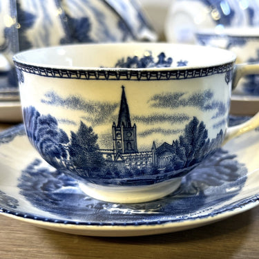 Cup and saucer - Johnson Bros England - OLD BRITAIN CASTLES decor in blue
