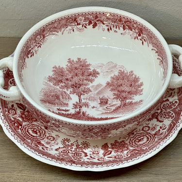 Soup cup with saucer - Villeroy &amp; Boch - BURGENLAND decor in red