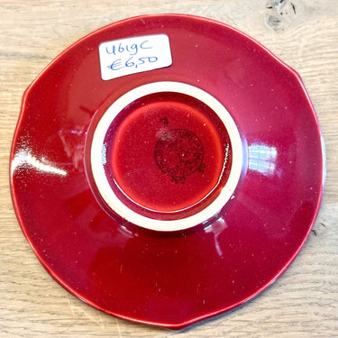 Aschenbecher - kleines Modell - Boch - Dekor in Burgunderrot mit goldfarbenem Rand