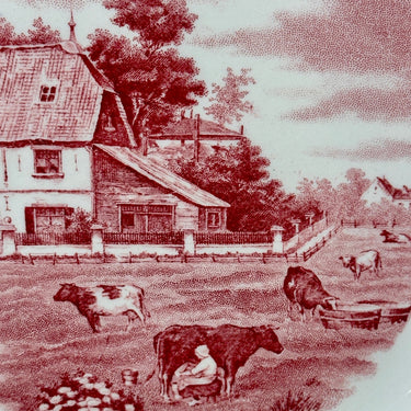 Dinerbord / Eetbord - Societe Ceramique Maestricht - décor BOERENHOEVE uitgevoerd in rood