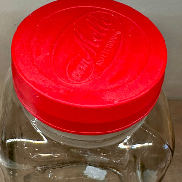 Storage jar - MELLE Rotterdam - large glass model with red bakelite screw lid