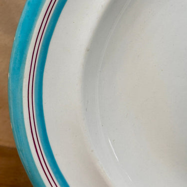 Bowl / Plate - larger, oval, model - Wedgwood - with azure blue edge and fine dark red lines