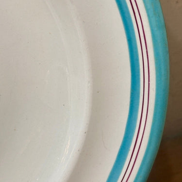Bowl / Plate - larger, oval, model - Wedgwood - with azure blue edge and fine dark red lines