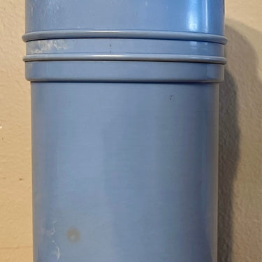 Thermoskan - Thermos Ltd. London - rond model uitgevoerd in blauw gemelleerd urea formaldehyde plastic